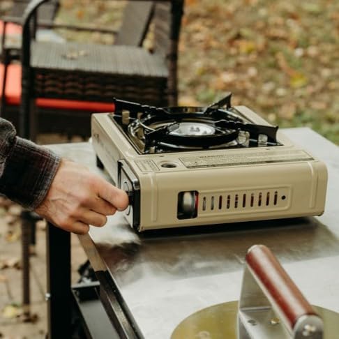 GasOne GS-3400P-KIT Estufa de gas propano o butano con plancha superior plana incluida, quemadores de estufa de doble combustible para cocinar para camping, cocina, aluminio fundido a presión con