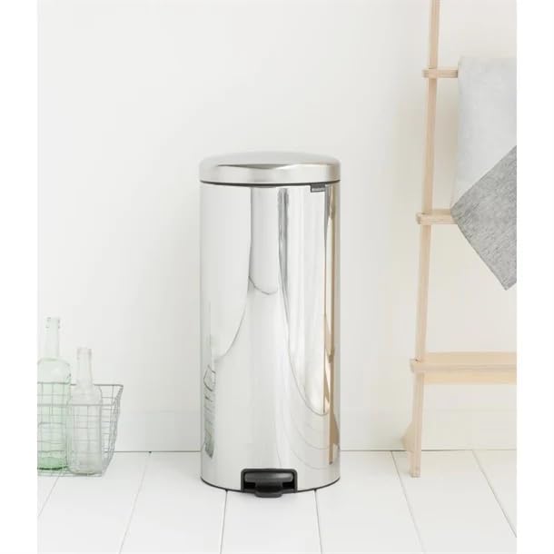 Brabantia - Bote de basura con cubeta interior de plástico, acero brillante, 7 galones