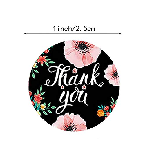 500 Pegatinas de Agradecimiento de 1 Pulgadas, 8 Diseños Florales de Etiquetas Adhesivas de Agradecimiento para Tarjetas de Felicitación, Calcomanías de Agradecimiento para Negocios, Redondas