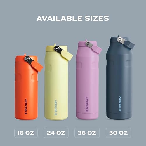 Stanley IceFlow - Botella de agua abatible 2.0, 36 onzas, popote integrada con apertura más grande, ligera y resistente a fugas, acero inoxidable aislado, sin BPA, lila