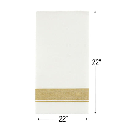 Blue Sky - Servilletas de papel para cena, estilo tela, paquete de 50 unidades, elegantes y de primera calidad, color blanco con borde dorado, perfectas para entretenimiento y ocasiones especiales