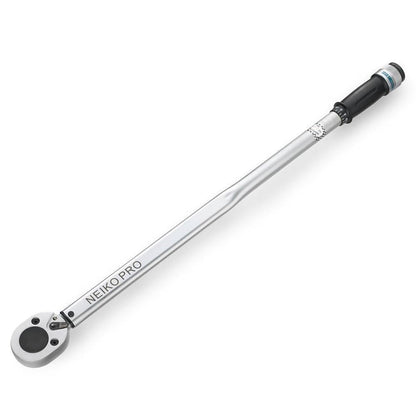 Neiko PRO 03711B Llave dinamométrica de 3/4 pulgadas, unidad SAE de 3/4 pulgadas, 50-300 pies Lb, 34 pulgadas de longitud, llave dinamométrica ajustable, acero chapado en cromo vanadio Cr-V