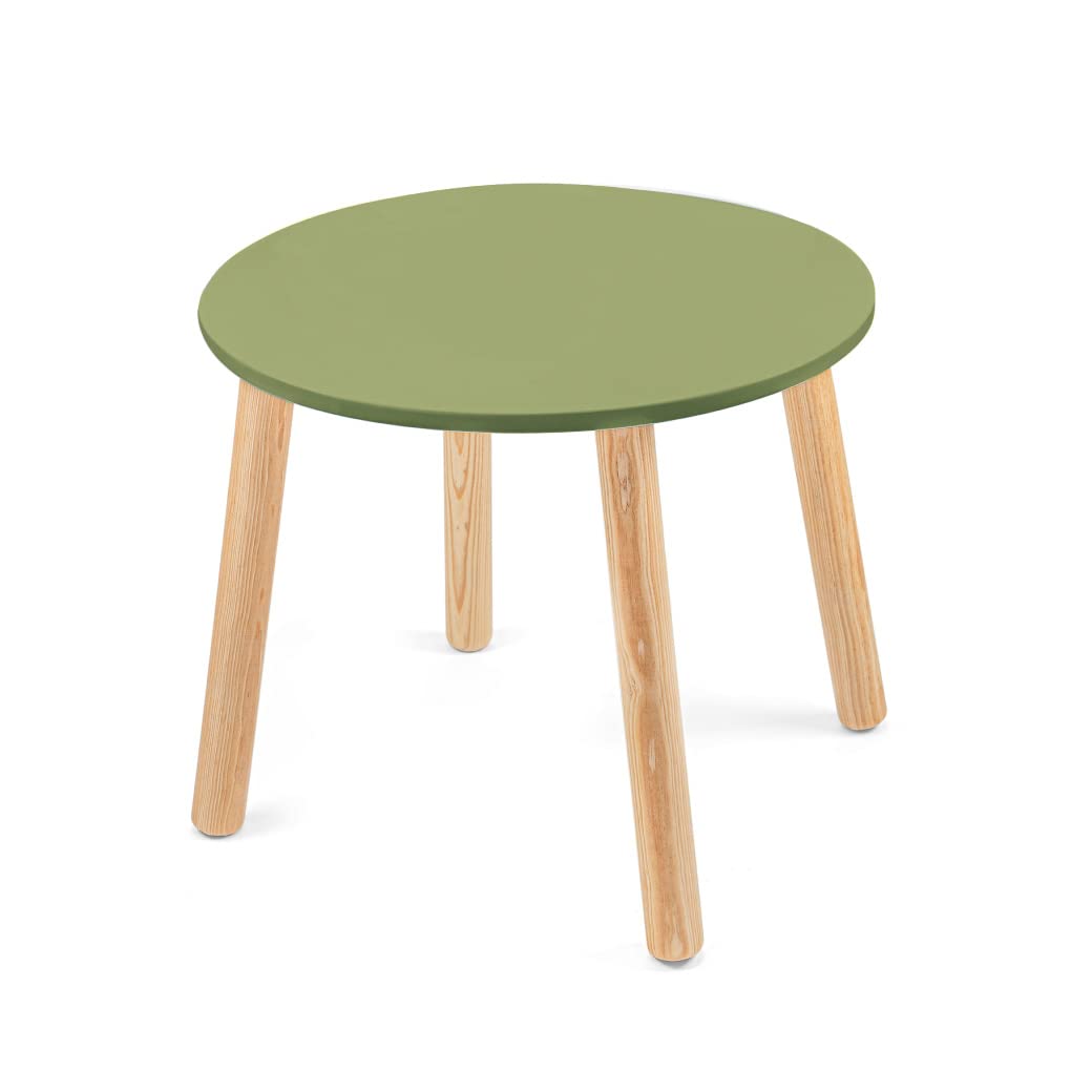 DUDUK Mesa Circular Infantil de Madera, Acabado Mate, 2 a 9 años - Infantil - Verde
