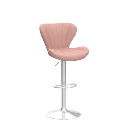 Roundhill Furniture Ellston - Taburetes giratorios de Terciopelo Ajustables en Color Rosa, Juego de 2