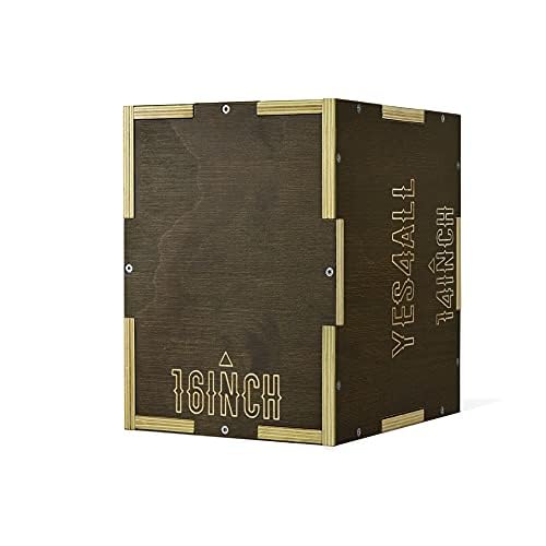 Yes4All Plyo Box, caja de madera 3 en 1 para gimnasio en casa, estocadas, sentadillas, inmersiones