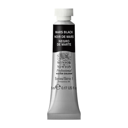 Winsor & Newton Acuarela Professional en Tubo 5 ml, Varios Colores - Tubo de 5 ml - 5 ml - Negro (Mars Black - 386)