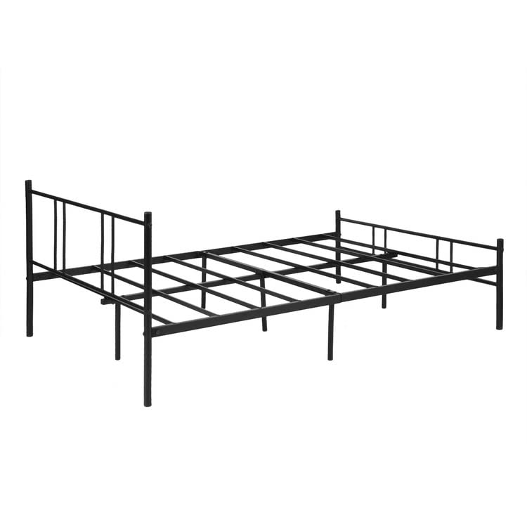 LÖSEN Cama de Hierro Estilo Industrial para Dormitorio, Habitación de Invitados y Apartamento 197 x 141 x 80.5 cm Negro