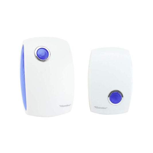 Sanelec 2643 Timbre Inalámbrico con Clavija, 32 Melodias, LED Indicador de Encendido, 1 Control