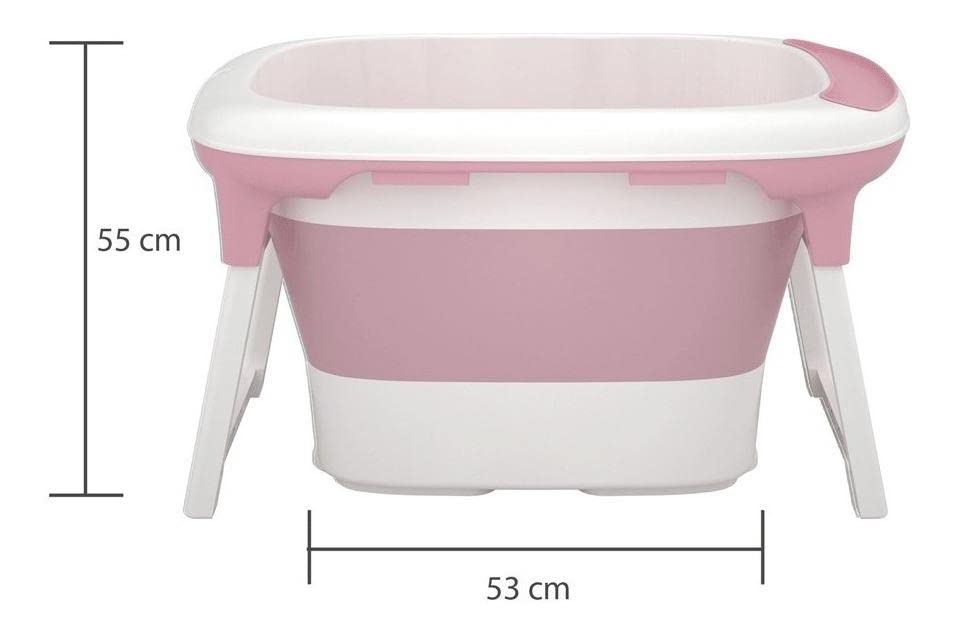 D´BEBÉ - Bañera Bubbles - Bañera Antideslizante Plegable - Bañera con 2 niveles de llenado - Para Bebés Recién Nacidos hasta los 6 Años de Edad - Color Rosa