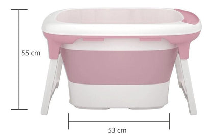D´BEBÉ - Bañera Bubbles - Bañera Antideslizante Plegable - Bañera con 2 niveles de llenado - Para Bebés Recién Nacidos hasta los 6 Años de Edad - Color Rosa
