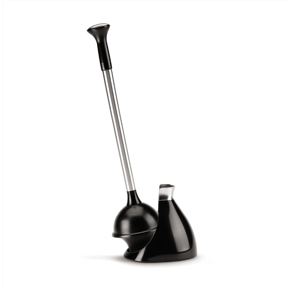 Simplehuman, Desatascador y Estantería, Acero Inoxidable, Negro - Negro