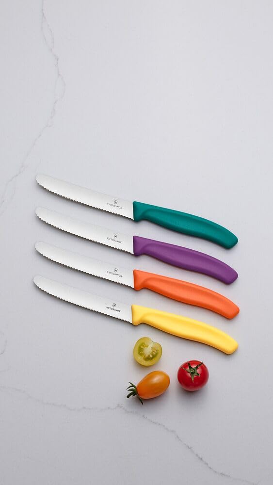 Set de Cuchillos Mondadores Swiss Classic, Filo Recto, Hoja 8 cm, Naranja