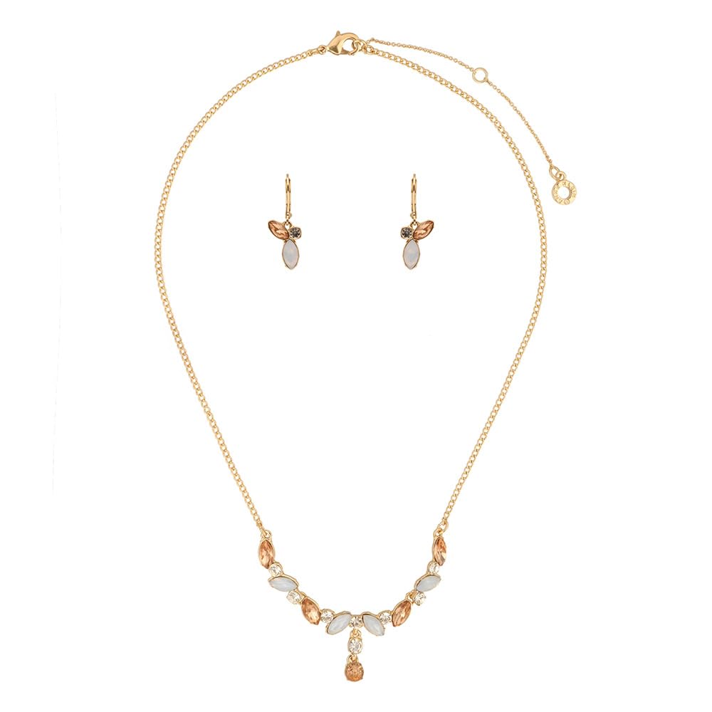 Anne Klein Collar y Aretes Dorado Circular | Juego de 2 piezas, aleación de metales, baño dorado, cierre francés, para mujer