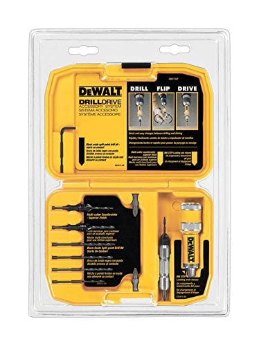DEWALT Avellanador para madera, incluye adaptador magnético y estuche portátil, 12 piezas (DW2735P)