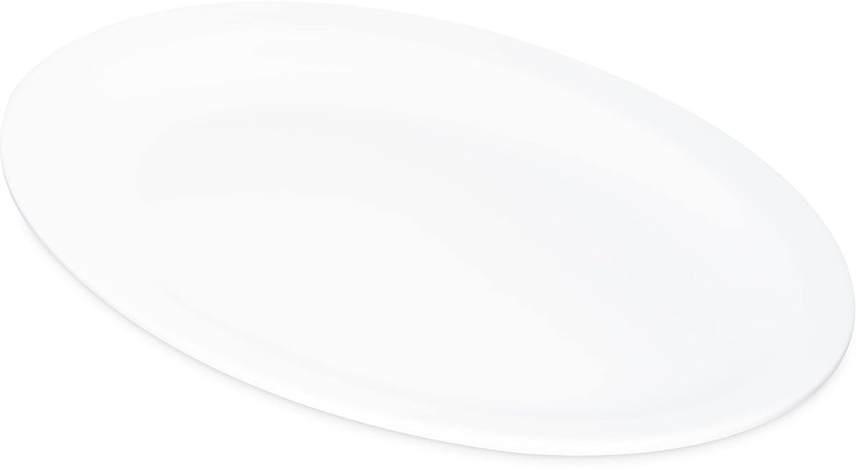 Carlisle FoodService Products Kingline Bandeja ovalada de plástico ovalada para el hogar y el restaurante, melamina, 12 x 9 pulgadas, color blanco (paquete de 12)