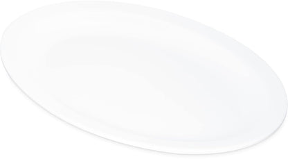 Carlisle FoodService Products Kingline Bandeja ovalada de plástico ovalada para el hogar y el restaurante, melamina, 12 x 9 pulgadas, color blanco (paquete de 12)