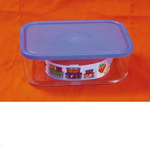Borgonovo Igloo Contenedor de Vidrio Rectangular con Tapa Plástica, 19 cm