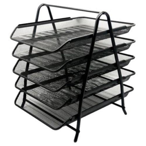 Nextep NE-162GN Charola Organizadora Malla Metalica de 5 Niveles, Tipo Oficio, Negro
