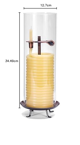 Candle by The Hour 80-Hour Candle with Glass Cylinder, Eco-Friendly Natural Beeswax with Cotton Wick