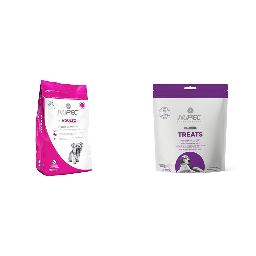Nupec croquetas para Perros, Adulto Razas pequeñas, con Omega 3 y 6, presentación de 8 kg. + Treat Funcional para Perro Training, 0.180 kg, 1 Pack