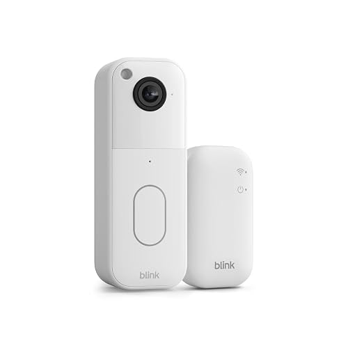 Timbre con cámara Blink (modelo más reciente): video HD de cuerpo completo, batería que dura dos años y configuración fácil. Incluye sistema Sync Module Core (blanco)