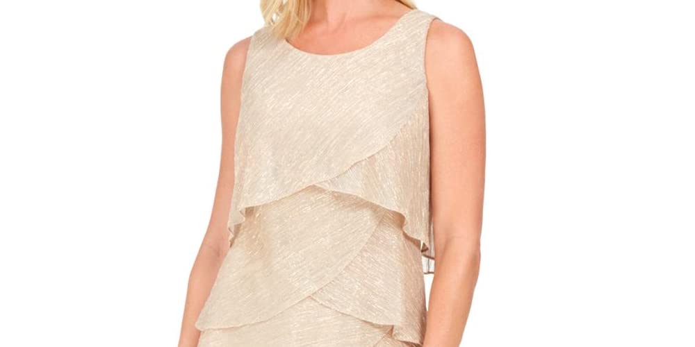 S.L. Fashions Vestido de cóctel Escalonado con Correa de joyería para Mujer (Petite y Regular)