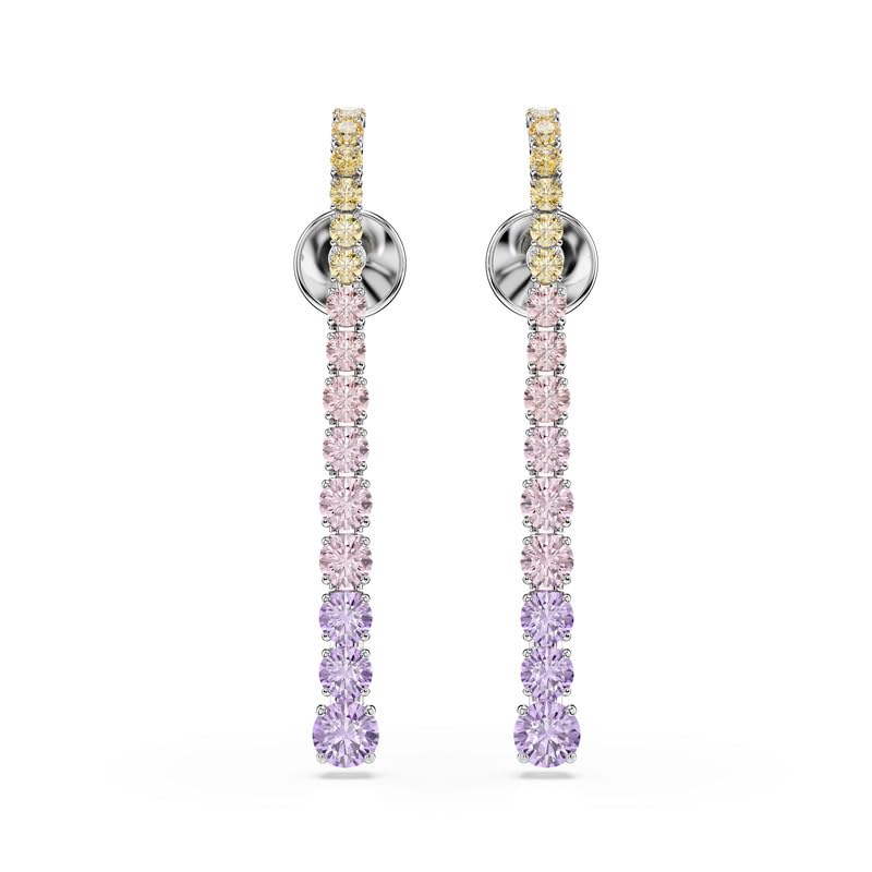 arete de gota Swarovski Matrix, degradado de cortes redondos, multicolor, baño de rodio