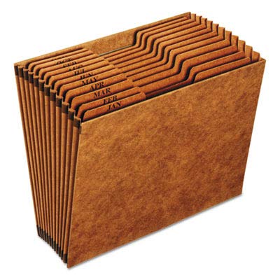 Globe-Weis PFXR217MHD/Pendaflex - Archivador expandible de alta resistencia, tapa abierta, 12 bolsillos, índice mensual, tamaño carta, color marrón (R217MHD)