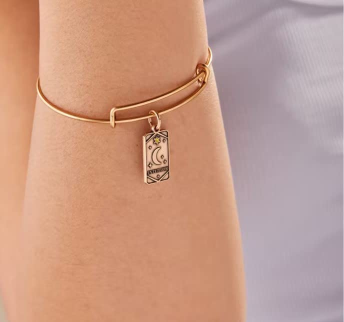 Alex and Ani Path of Symbols - Pulsera expandible para mujer, dije de oráculo de luna intuición, acabado dorado rafaeliano, 2 a 3.5 pulgadas, Una talla, Latón, Sin gemas.