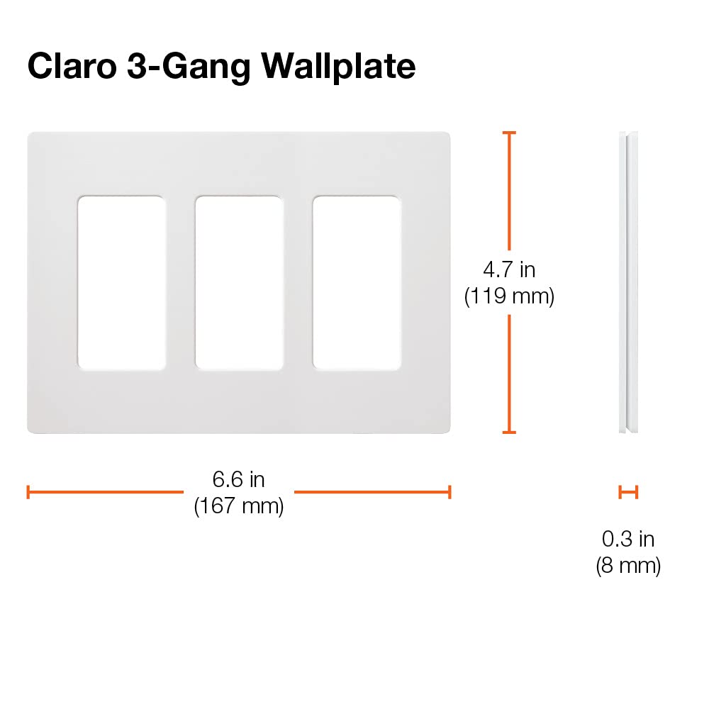 Lutron Claro Placa de pared de 3 pines, 1 paquete, Marrón