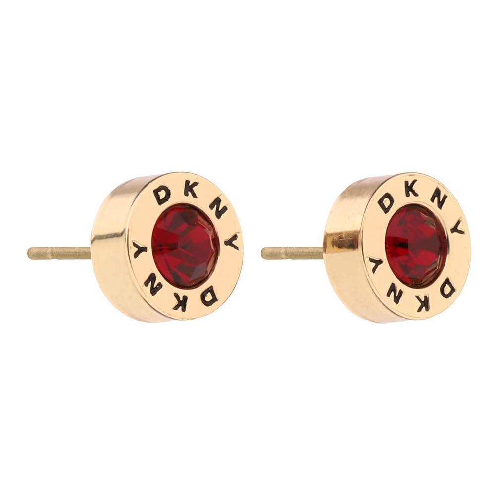 DKNY Aretes Dorado Circular | Pequeño, 1 par, aleación de metales, poste, en pouch de marca
