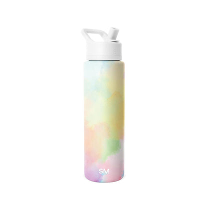 Simple Modern Botella de Agua con Popote, Colección Summit, 532-887 ml - 30 onzas - Pattern: Cotton Candy Tie Dye