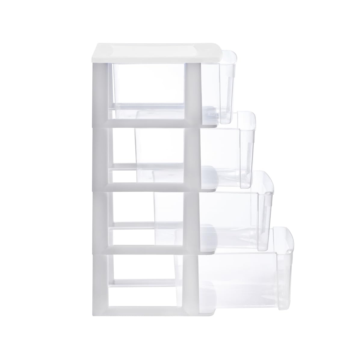 Italhome Cajonera FOX 4 de Plástico 4 Cajones Transparentes, Organizador Multiusos para Hogar y Oficina, Mueble Ligero Resistente, Desarmable Fácil Limpieza, Color Blanco