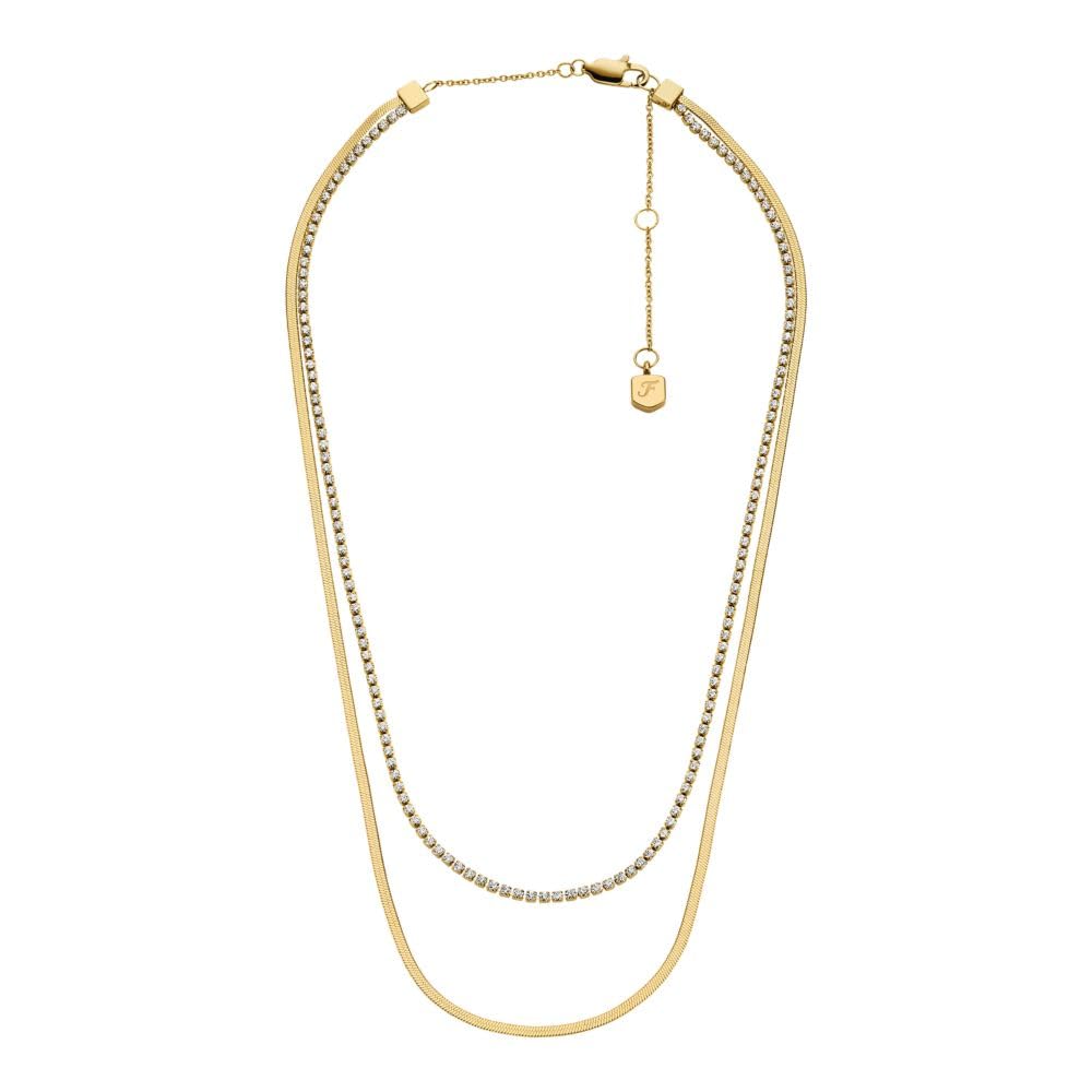 Collar Fossil JF04939710 Ellis de acero inoxidable en tono dorado para mujer