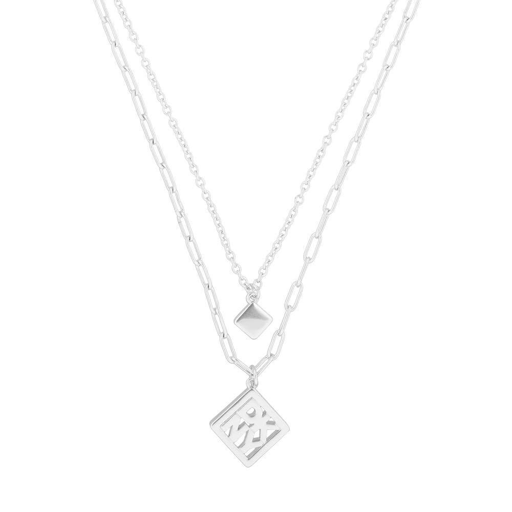 DKNY Collar Plateado Rombo Para Mujer