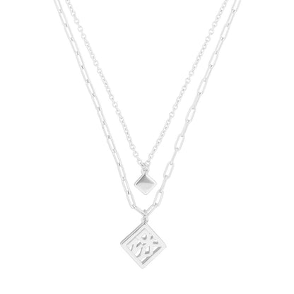 DKNY Collar Plateado Rombo Para Mujer