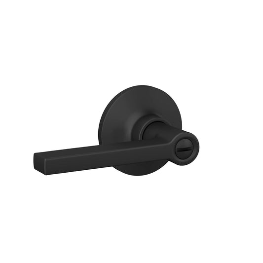 Lock Scout - Palanca recta con borde redondo para recámara y baño, acabado negro mate