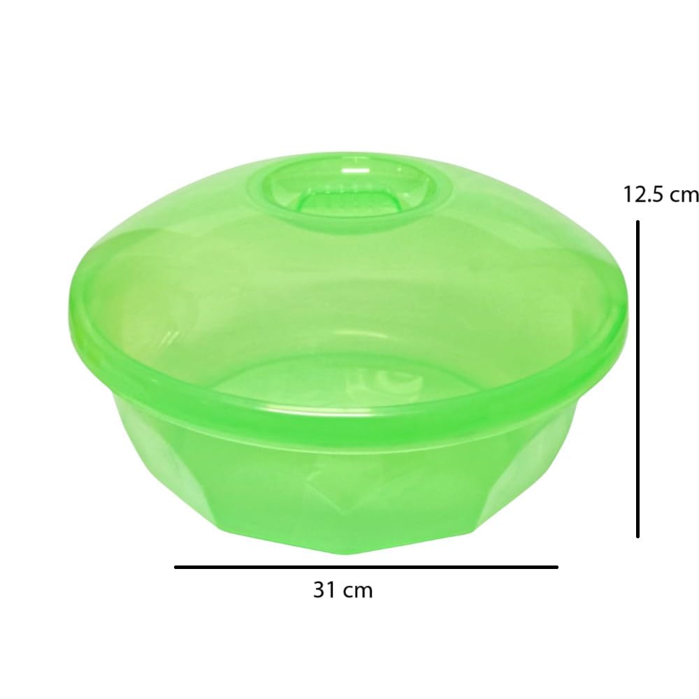 Plasvic. Ensaladera De Plástico Con Tapa, Color Verde acabado transparente Capacidad 6 Litros.