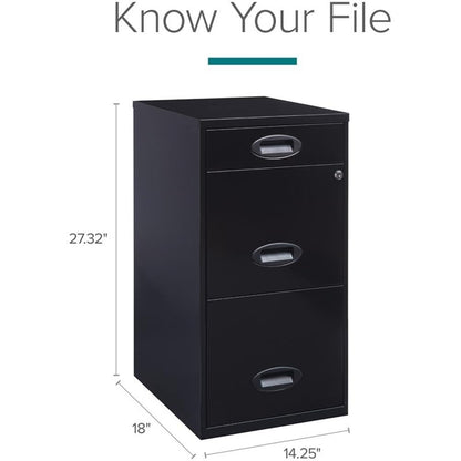 Office Dimensions - Archivador Organizador de Metal con 3 cajones (45,7 cm de Profundidad), Color Negro