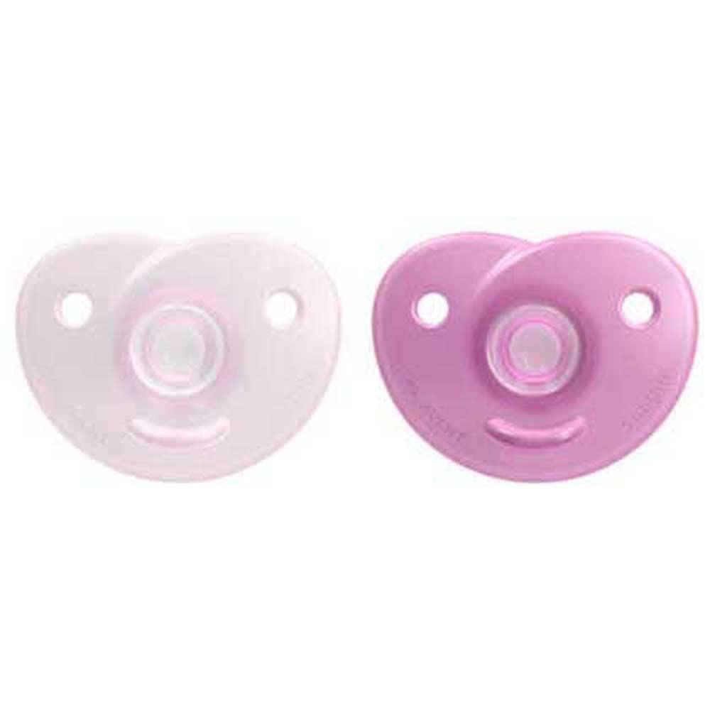 Philips Avent Chupón Soothie Heart Ortodóntico Rosa | Mayor confort para su carita | Silicona grado médico | Forma corazón que evita tocar la nariz | 0-6 m | 2 pz | SCF099/22