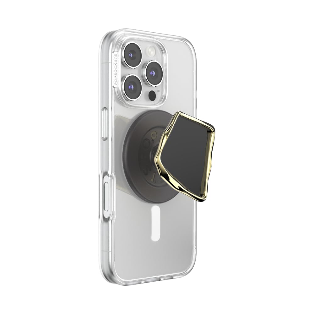 PopSockets - Empuñadura para teléfono MagSafe, Soporte magnético, Soporte para teléfono, Vidrio, Corte obsidiana esmaltado