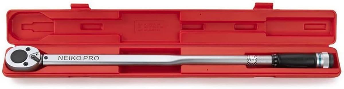 Neiko PRO 03711B Llave dinamométrica de 3/4 pulgadas, unidad SAE de 3/4 pulgadas, 50-300 pies Lb, 34 pulgadas de longitud, llave dinamométrica ajustable, acero chapado en cromo vanadio Cr-V