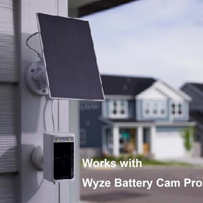 WYZE - Panel solar compatible con Wyze Cam Outdoor v1/v2 y Battery Cam Pro, potencia continua con carga de 2,5 W y 5 V
