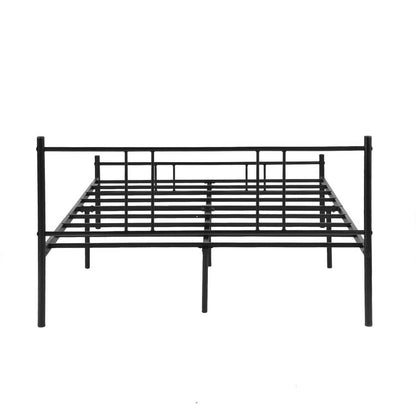 LÖSEN Cama de Hierro Estilo Industrial para Dormitorio, Habitación de Invitados y Apartamento 197 x 141 x 80.5 cm Negro