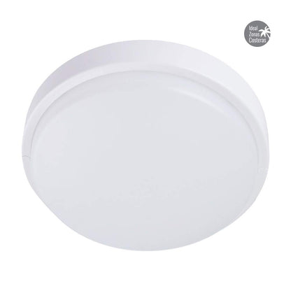Tecnolite Lámpara Plafón LED de Techo Zona Costera 9PTLLEDC40MVB, 9 W, Luz Blanca Neutra, IP65, IK08, No Atenuable, Blanco