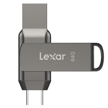 Lexar Unidad Dual JumpDrive D400 USB 3.1 Tipo C y Tipo A, hasta 130 MB/s de Lectura (LJDD400064G-BNQNU)