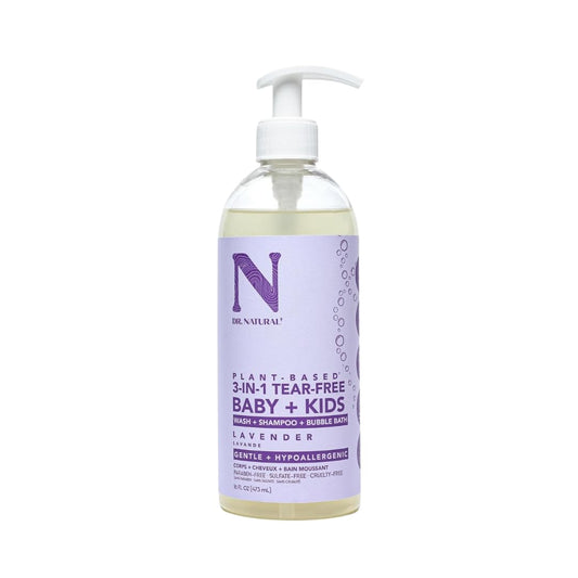 Dr. Natural Shampoo 3 en 1 Bebés y Niños Natural, Orgánico, Sin Sulfatos y Parabenos | Jabón Líquido para Cuerpo y Baño de Burbujas | Hipoalergénico, Libre de Lágrimas, Hidratante, Hecho de Plantas (Lavanda)