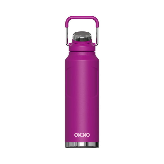 OKKO Termo Rino 32 oz / 946 ml – Botella Térmica de Acero Inoxidable, Mantiene Bebidas Frías y Calientes, Ideal para Agua, Café y Estilo de Vida Activo, Color Rosa