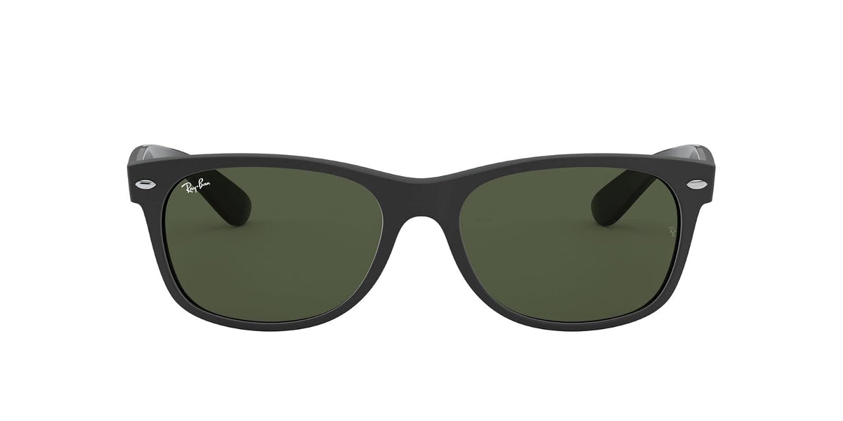 Ray-Ban Rb2132 - anteojos de sol cuadradas Wayfarer Everglass, Negro brillante/transparente., 58 mm - 52 mm - Goma Negro sobre Negro - Verde G-15
