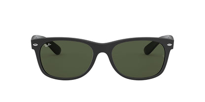 Ray-Ban Rb2132 - anteojos de sol cuadradas Wayfarer Everglass, Negro brillante/transparente., 58 mm - 52 mm - Goma Negro sobre Negro - Verde G-15